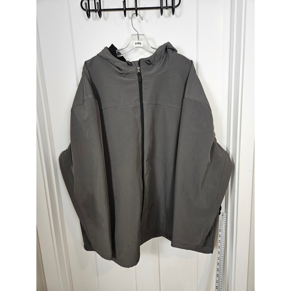 HB Mens Full Zip Softshell Jacket Gray Hooded Fleece Lined 4XL Big & Tall